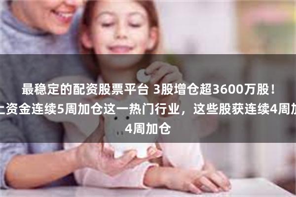 最稳定的配资股票平台 3股增仓超3600万股！北上资金连续5周加仓这一热门行业，这些股获连续4周加仓