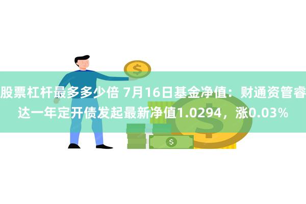 股票杠杆最多多少倍 7月16日基金净值：财通资管睿达一年定开债发起最新净值1.0294，涨0.03%