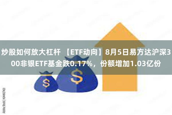 炒股如何放大杠杆 【ETF动向】8月5日易方达沪深300非银ETF基金跌0.17%，份额增加1.03亿份