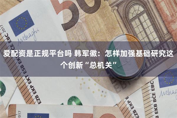爱配资是正规平台吗 韩军徽：怎样加强基础研究这个创新“总机关”